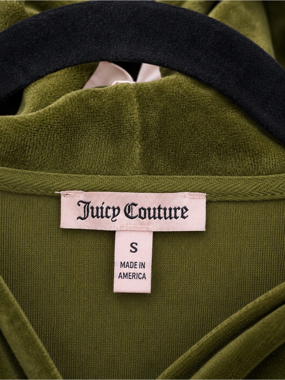 Juicy Couture Olive Green Velour Zip Hoodie | Made in USA | Women's Small - Picture 2 of 6